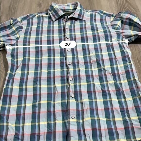 Rodd & Gunn Blue Red & Yellow Striped‎ Plaid Italian Button Down Shirt Size M - Picture 9 of 10